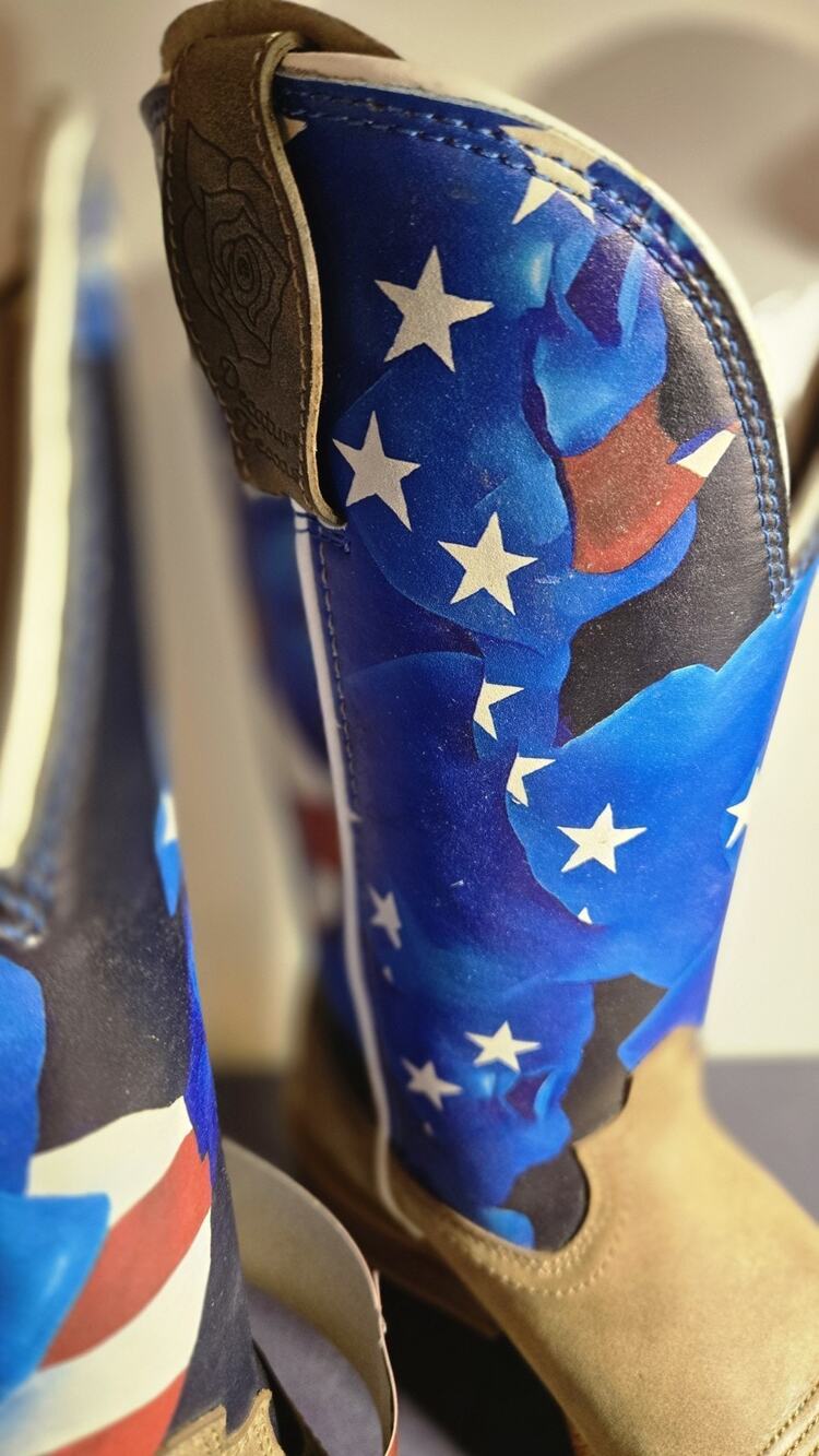 Twisted X Olivia Bennett Tech X Women Western Boots Blue Rose Flag 6.5B WXTL004
